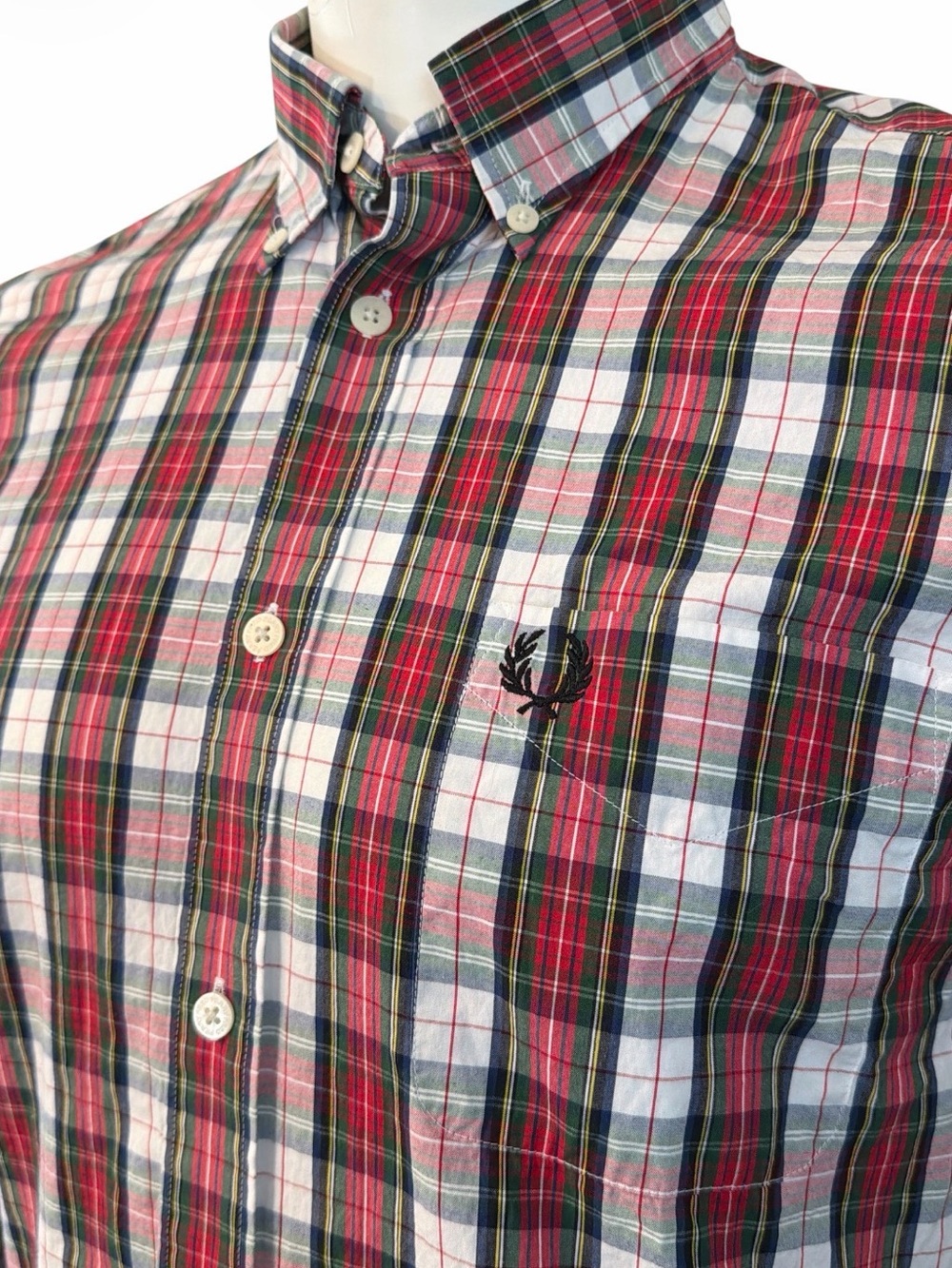 Fred Perry Tartan Plaid Long Sleeve Shirt Men’s M Mod - Picture 2 of 2